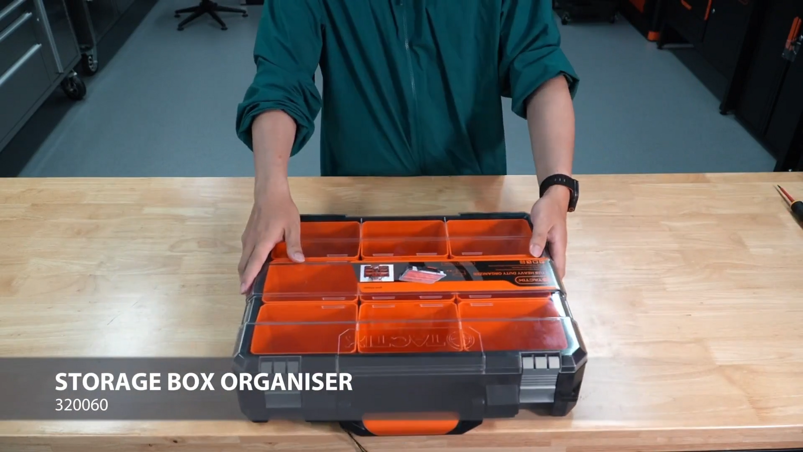 Tactix 9 Compartment Trade Quality Organiser Black & Orange Removable Tubs