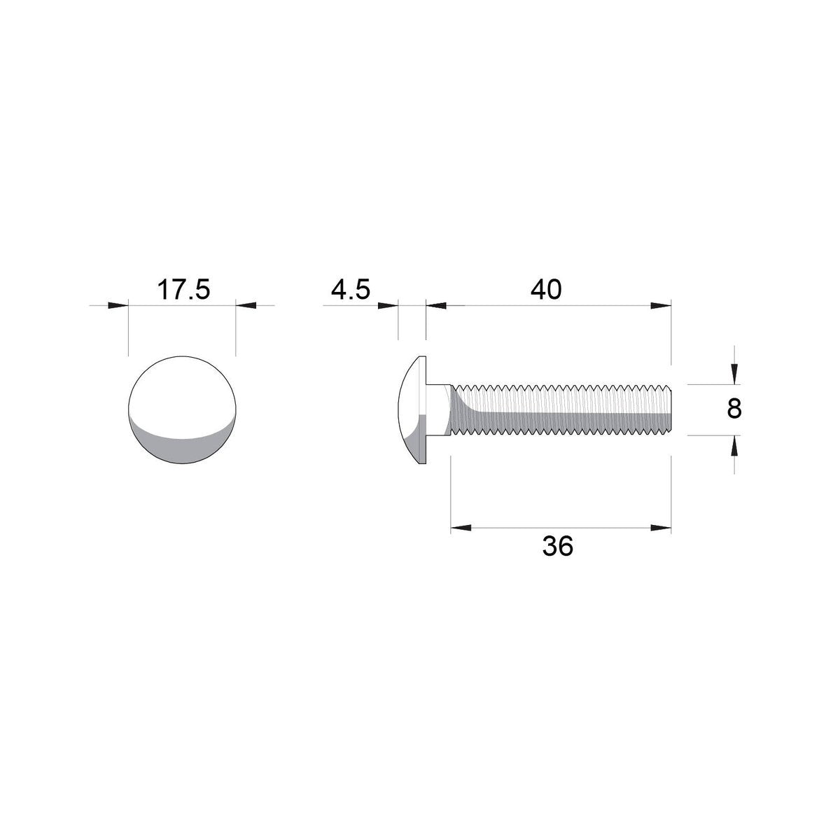 Zenith M8 x 40mm Hot Dip Galvanised Cup Head Bolts Nuts 25 Pack - Grey - SuperSaverAU - view 3