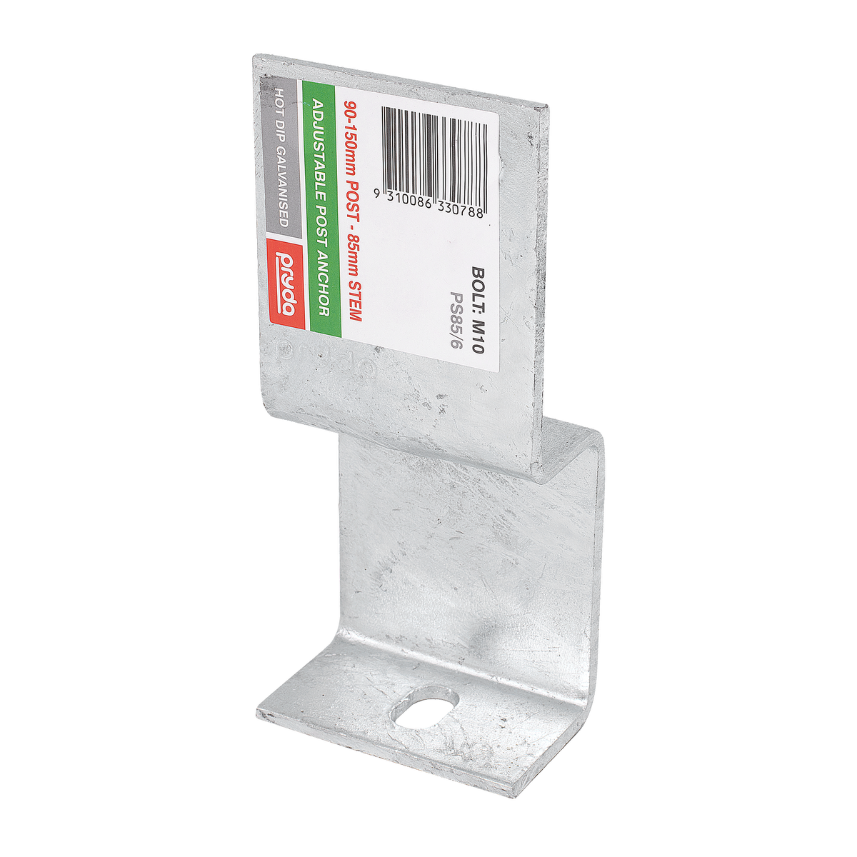 Pryda 85mm Adjustable Post Anchor - Hot-Dipped Galvanised Steel - Termite Protection - SuperSaverAU - view 1