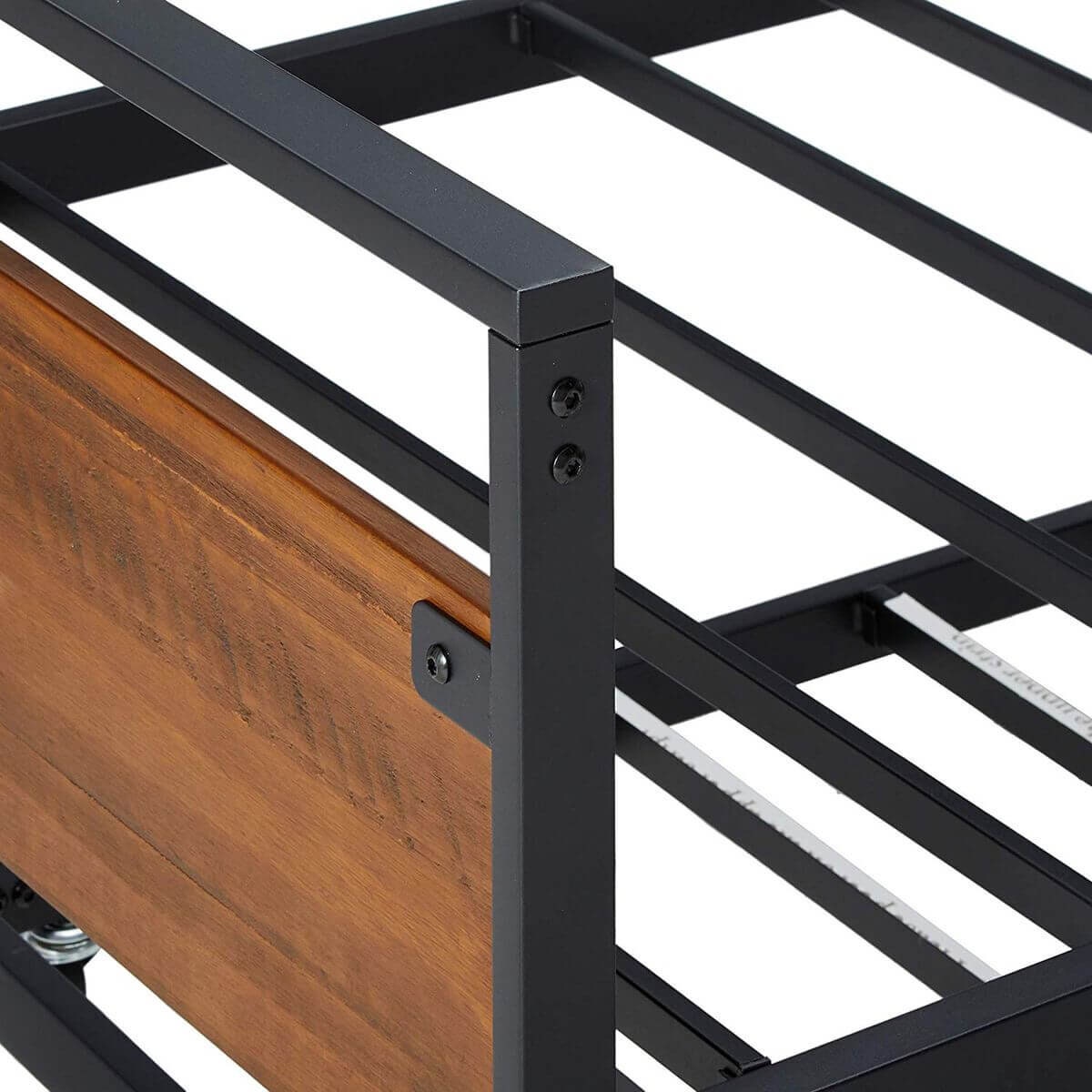 Zinus Ironline Single trundle bed frame set - black steel, daybed with hidden trundle - AU-IRDBS-39