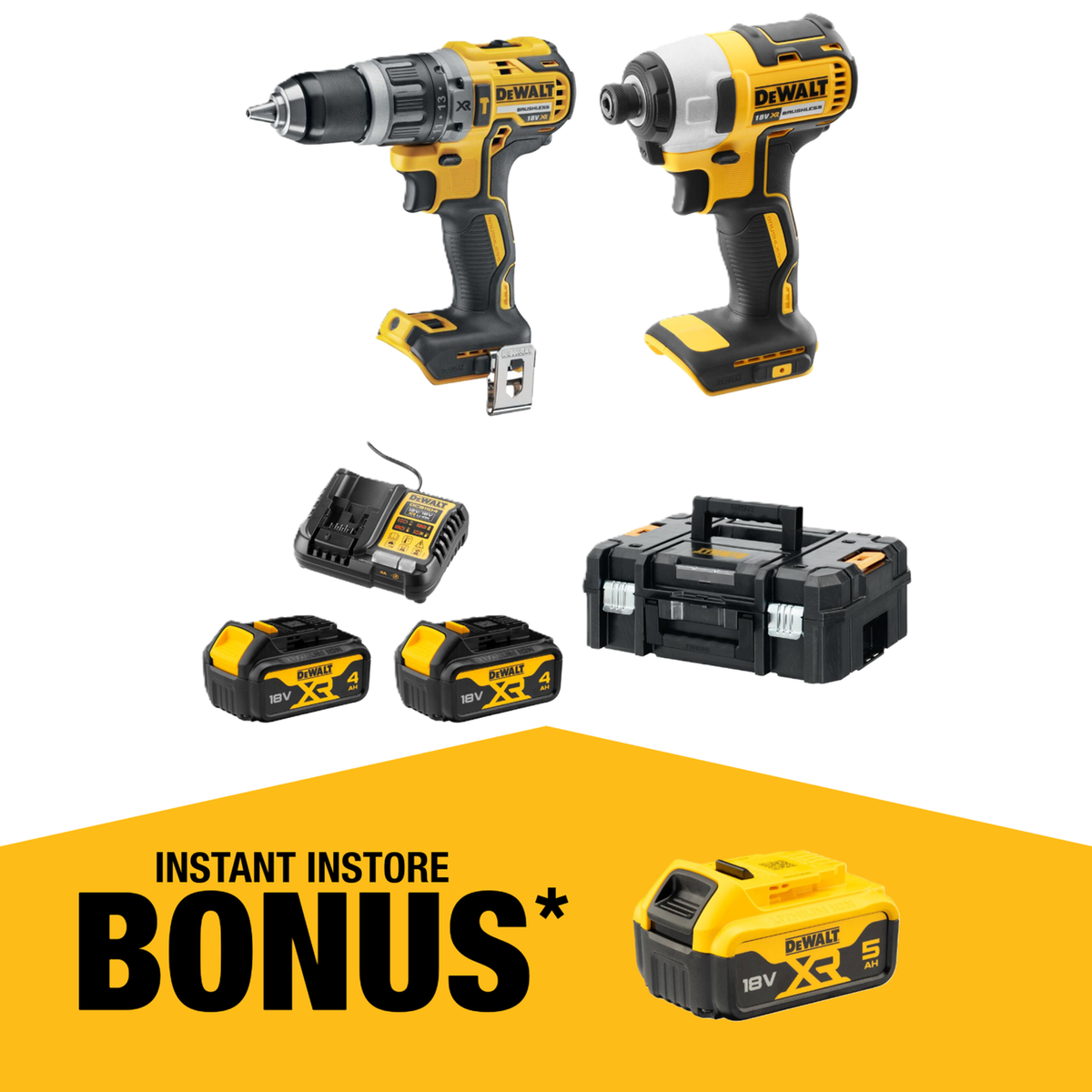 Dewalt 18V XR 2 Piece Combo Kit - 4.0Ah - Compact & Lightweight Design - SuperSaverAU - view 1