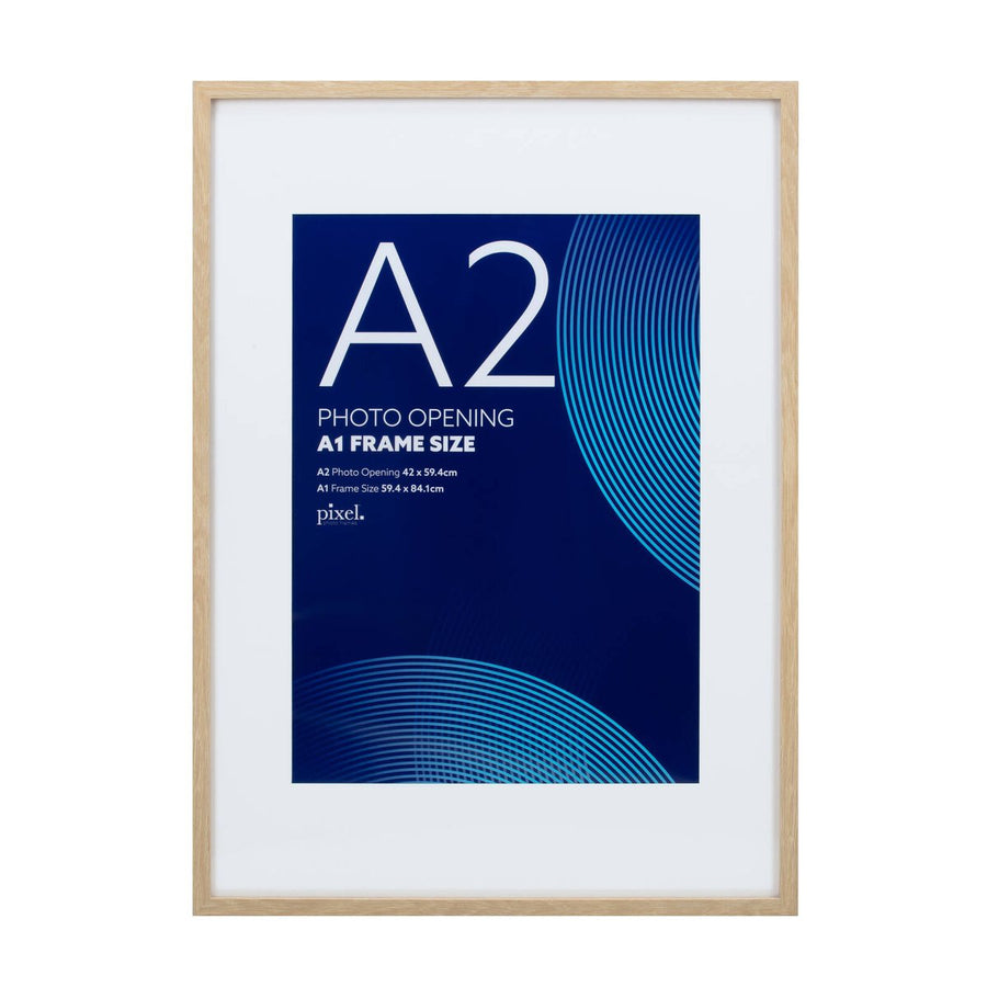 Pixel Natural A1 Mat to A2 Poster Frame - 620mm x 867mm - Lightweight MDF & Perspex - SuperSaverAU - view 1