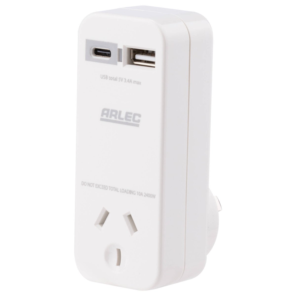 Arlec Compact Power Adapter USB 3 4A - Dual Output - 3.4A - White - Compact Design - SuperSaverAU - view 2