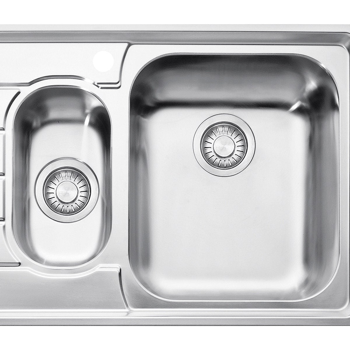 Franke 1 and 1/4 Bowl Topmount Sink - Left Hand Drainer, 18/10 Stainless Steel, 27L Main Bowl - NEX651LHD