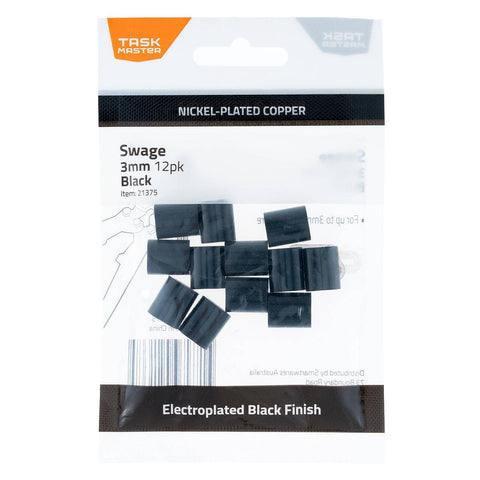 Taskmaster 3mm Black Copper Swage - 12 Pack - Crimping Stainless Steel Wire - SuperSaverAU - view 1