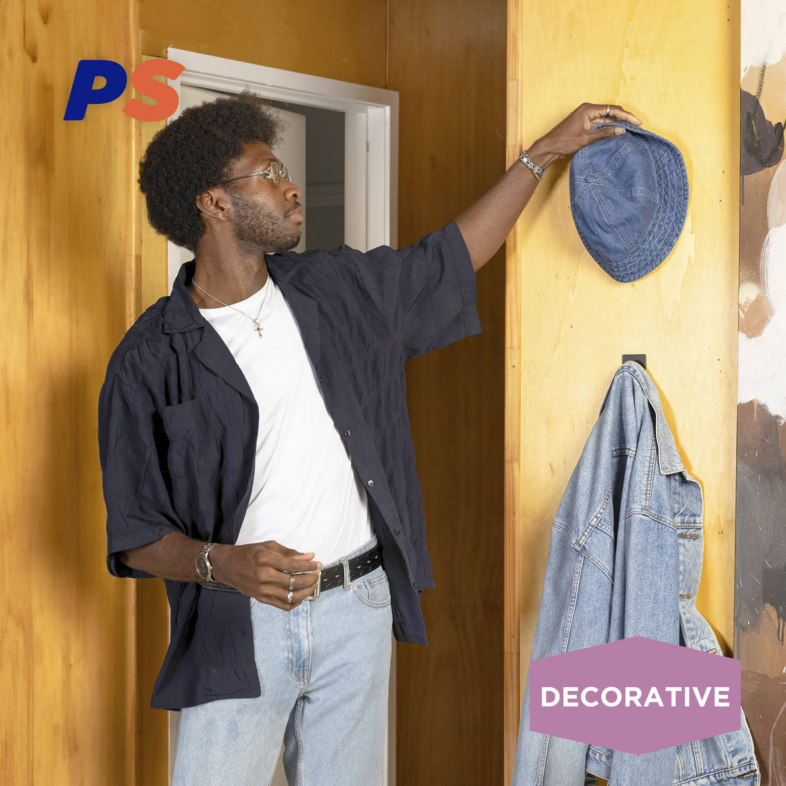 Permastik Matte Black Stainless Steel Deco Wall Hooks - 2 Pack