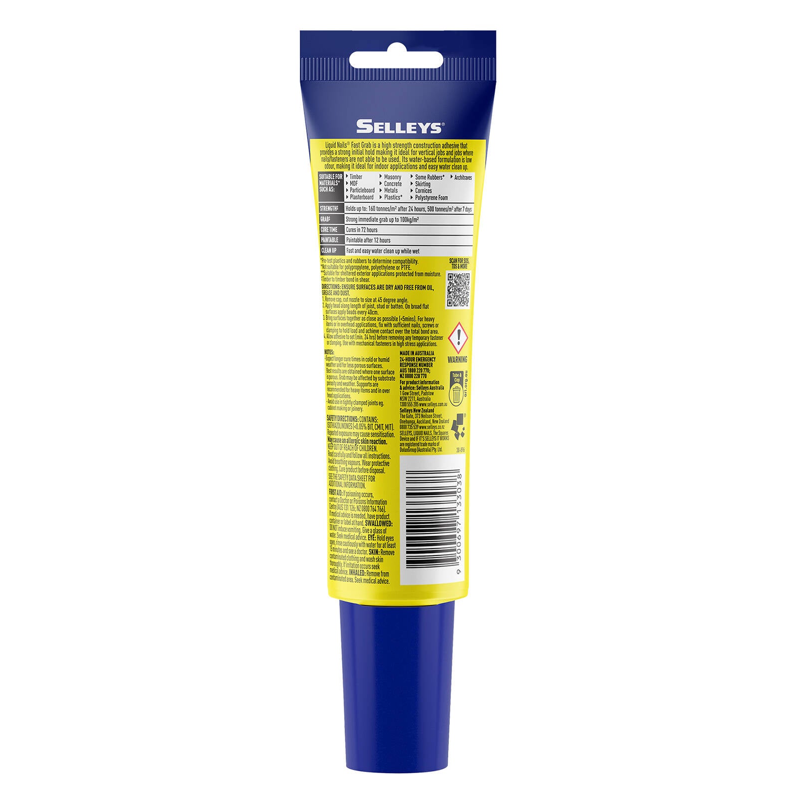 Selleys Liquid Nails 130g Fast Grab Strong Construction Adhesive