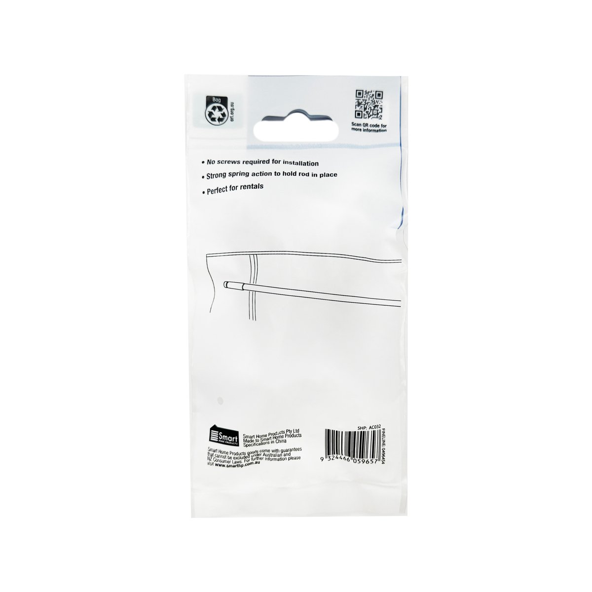 Windoware 25mm White Spring Fit Curtain Rod End - 1 Pack - Screw-Free Installation - Strong Spring Action