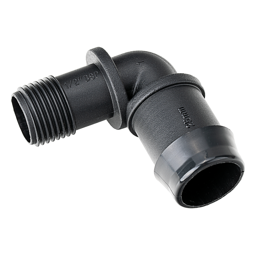 K Rain 25mm Barbed Elbow 15mm Bsp Male 5 Pack - 90° Angle - Black - SuperSaverAU - view 1