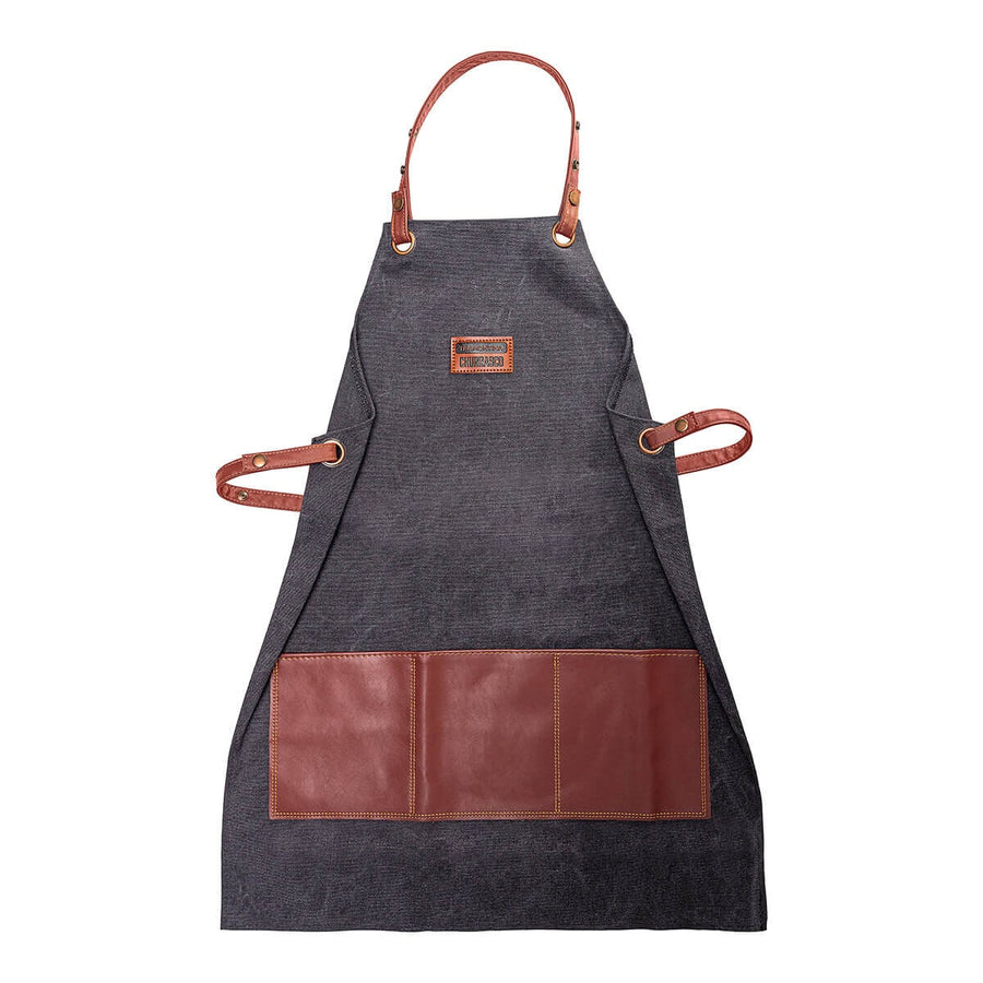 Tramontina Churrasco Denim BBQ Apron - Adjustable Straps and Belt - Faux Leather Pocket - 26571000