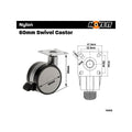 Easyroll Office Swivel Brake Castor - 60mm - Nylon/Steel - 30kg Load - SuperSaverAU - view 2