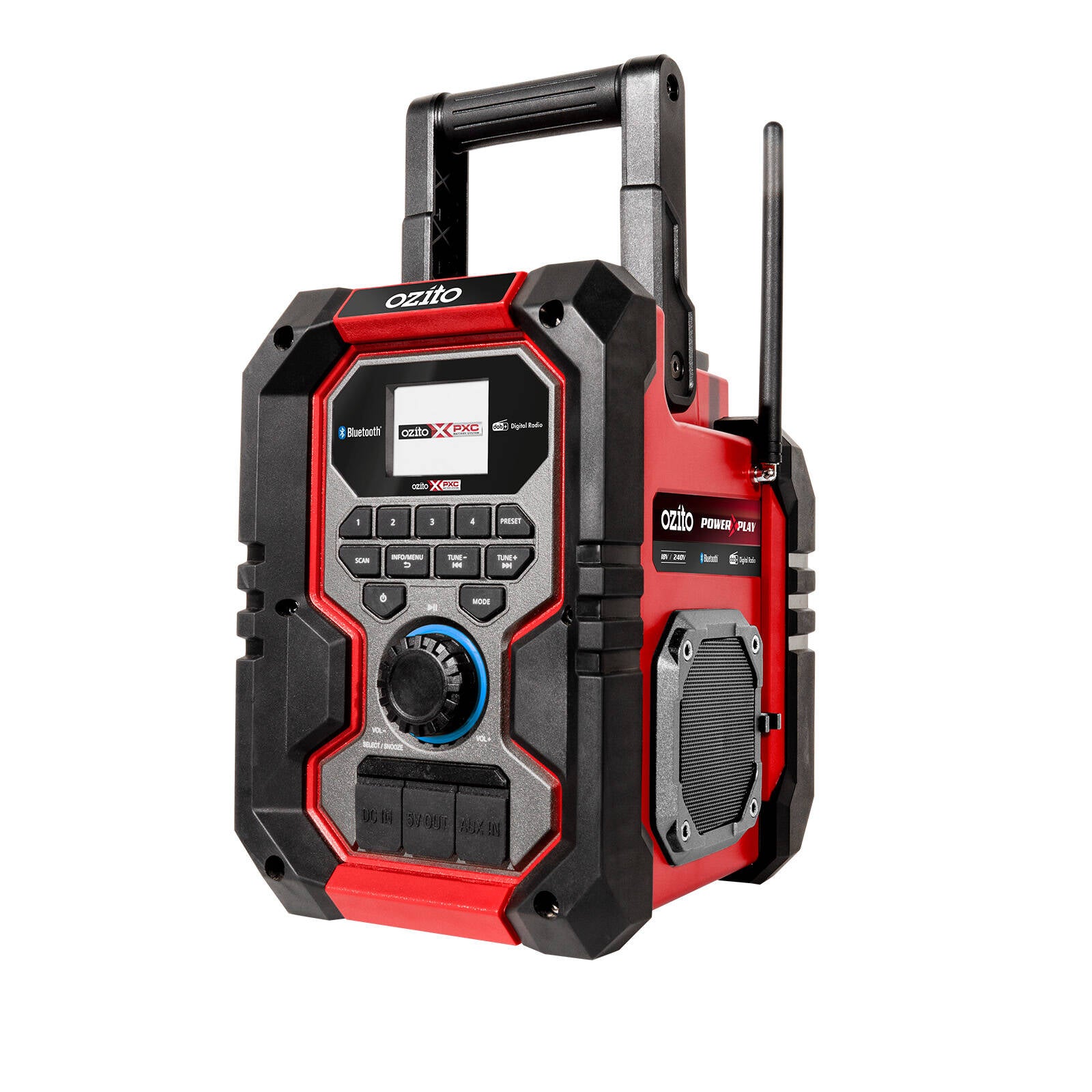 Ozito PXC 18V Cordless DAB+ FM Digital Radio, Bluetooth, LCD Display PDRS-018