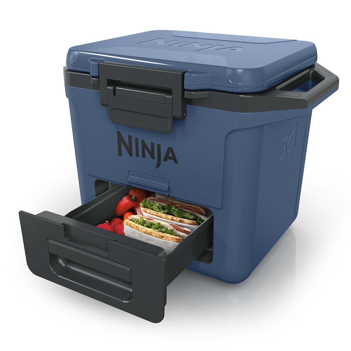 Ninja 28L FrostVault Hard Cooler with Dry Zone - Lakeshore Blue, Lockable Lid, Fits 48 Cans - FB131BL