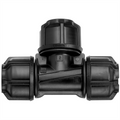 Philmac 25mm Metric Poly x Poly x Poly Pipe Tee PN16 Underground Black 1600kPa