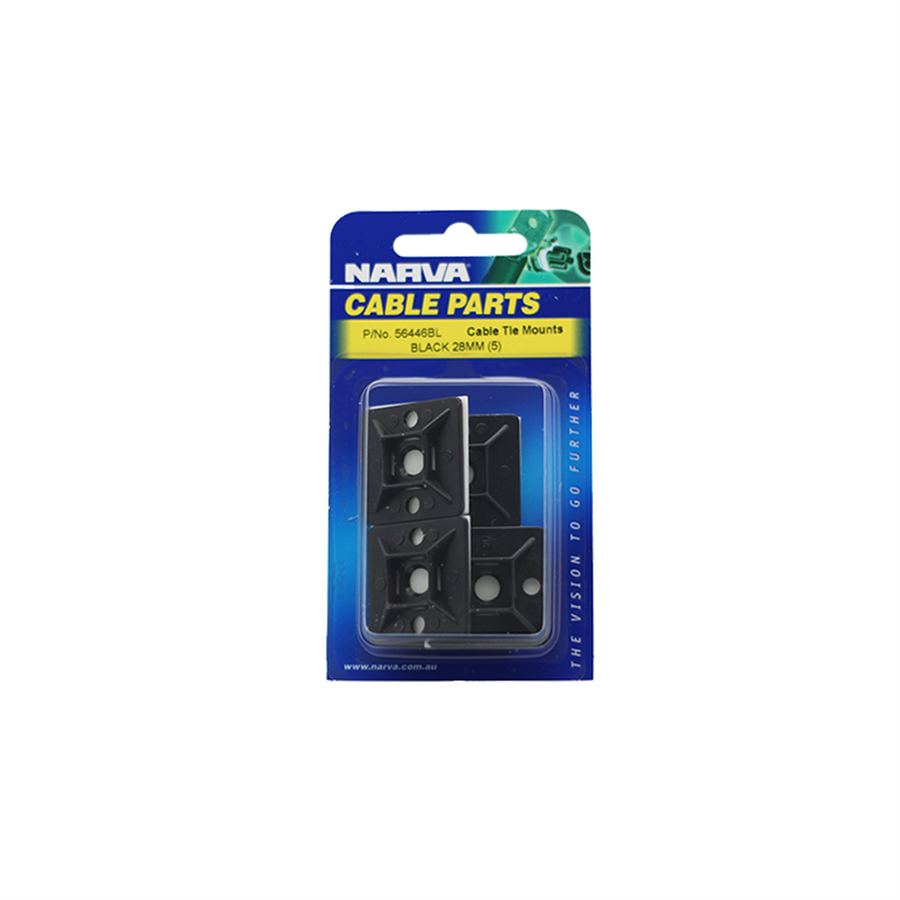 Narva Cable Tie Mount 28x28mm Black UV Resistant 5 Pack Durable - SuperSaverAU - view 1
