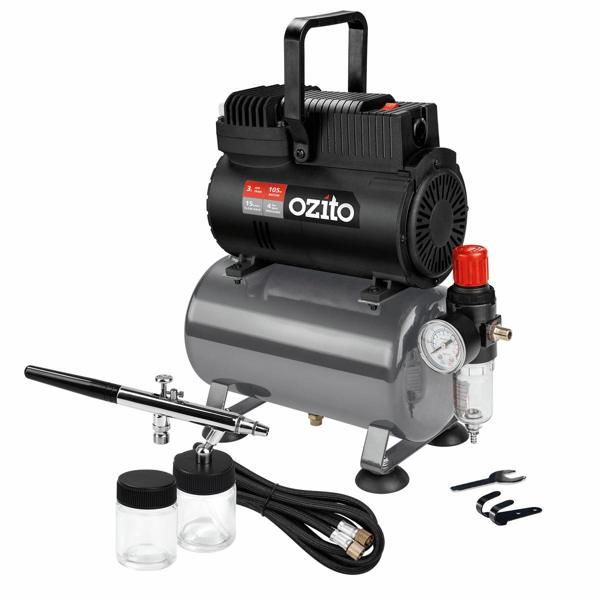 Ozito Airbrush Mini Compressor Kit - 3L - Plastic - Oil Free - SuperSaverAU - view 1