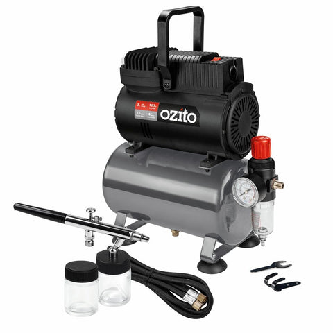 Ozito Airbrush Mini Compressor Kit - 3L - Plastic - Oil Free - SuperSaverAU - view 1