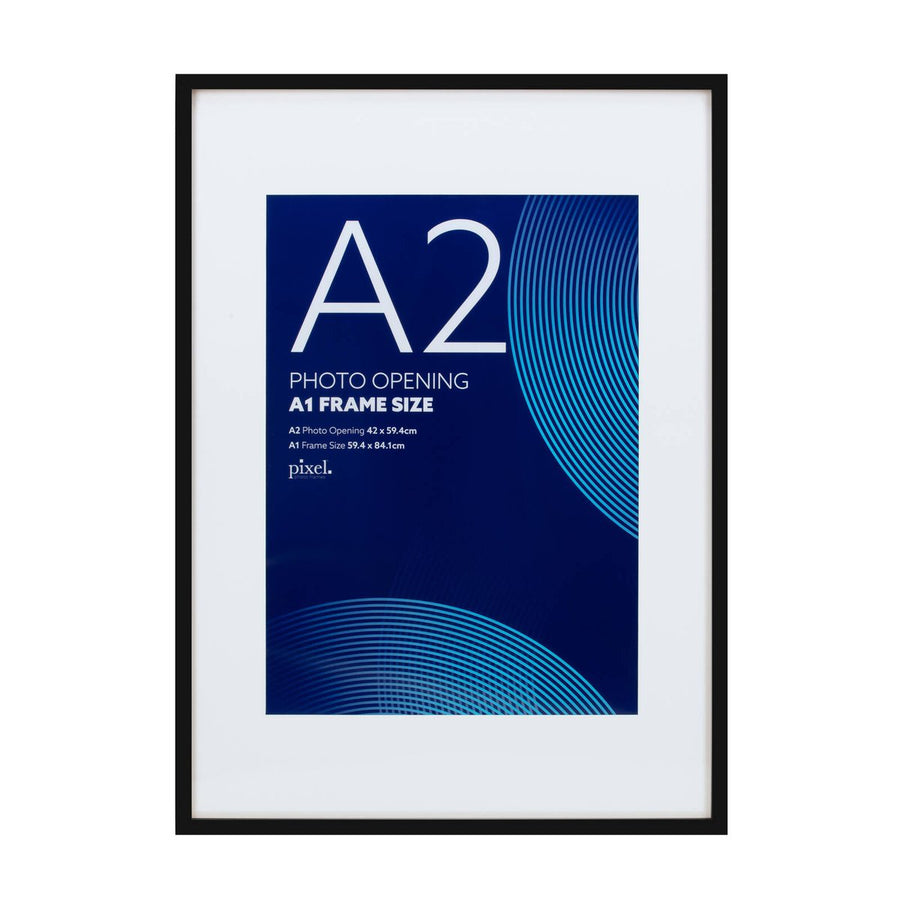 Pixel Black A1 Mat to A2 Poster Frame - 620mm x 867mm - Lightweight & Durable - SuperSaverAU - view 1