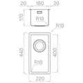Artinox Radius 18 Single Bowl Sink - AISI 304 Stainless Steel, Top, Under or Flush Mount - ARTRAD1840