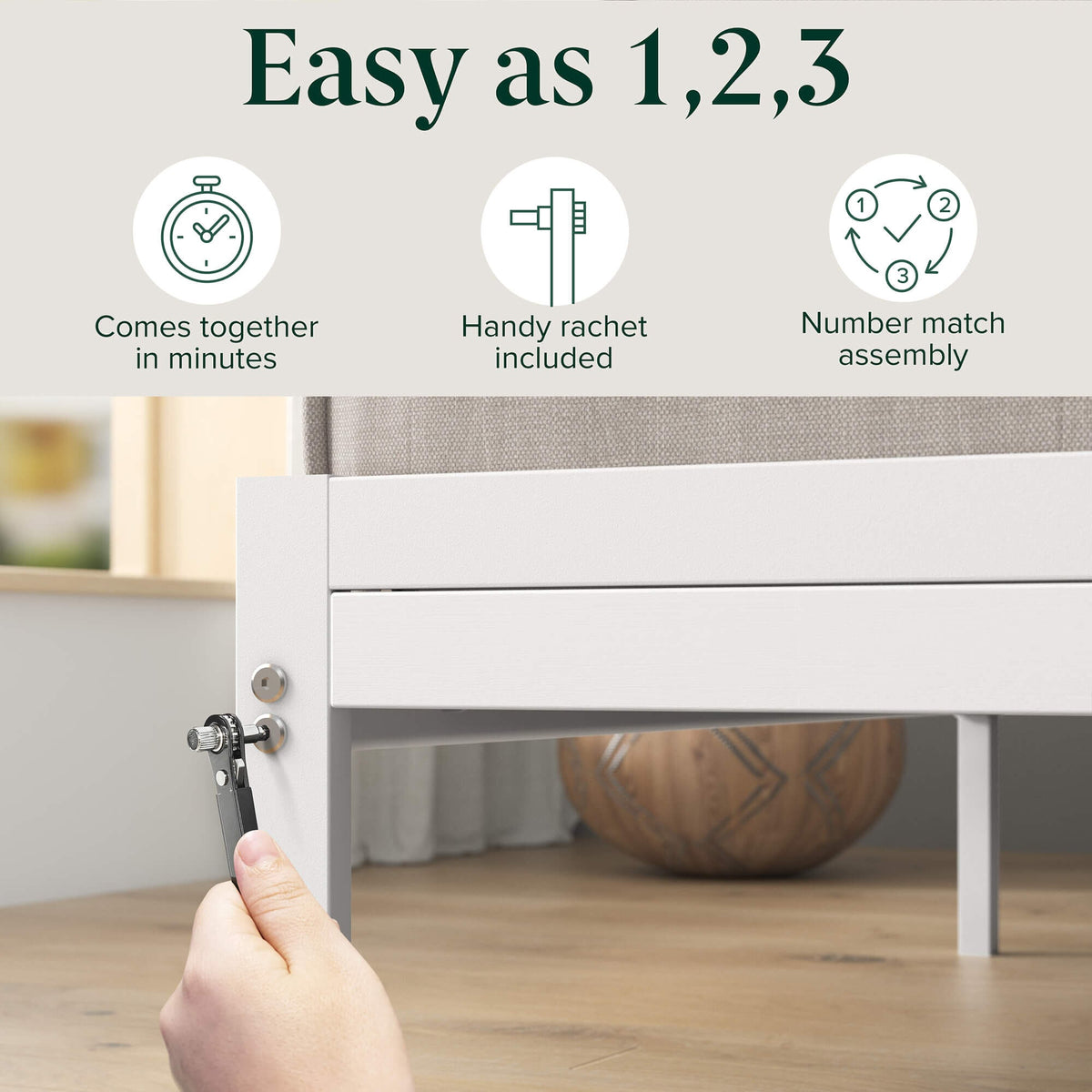Zinus Double Metal and Bamboo Bed Frame - White Steel Frame, Bamboo Headboard Accent - AU-FBOBH3ZC-35D