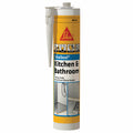Sika SikaSeal Kitchen & Bathroom Silicone Sealant 300ml, White Mould Resistant