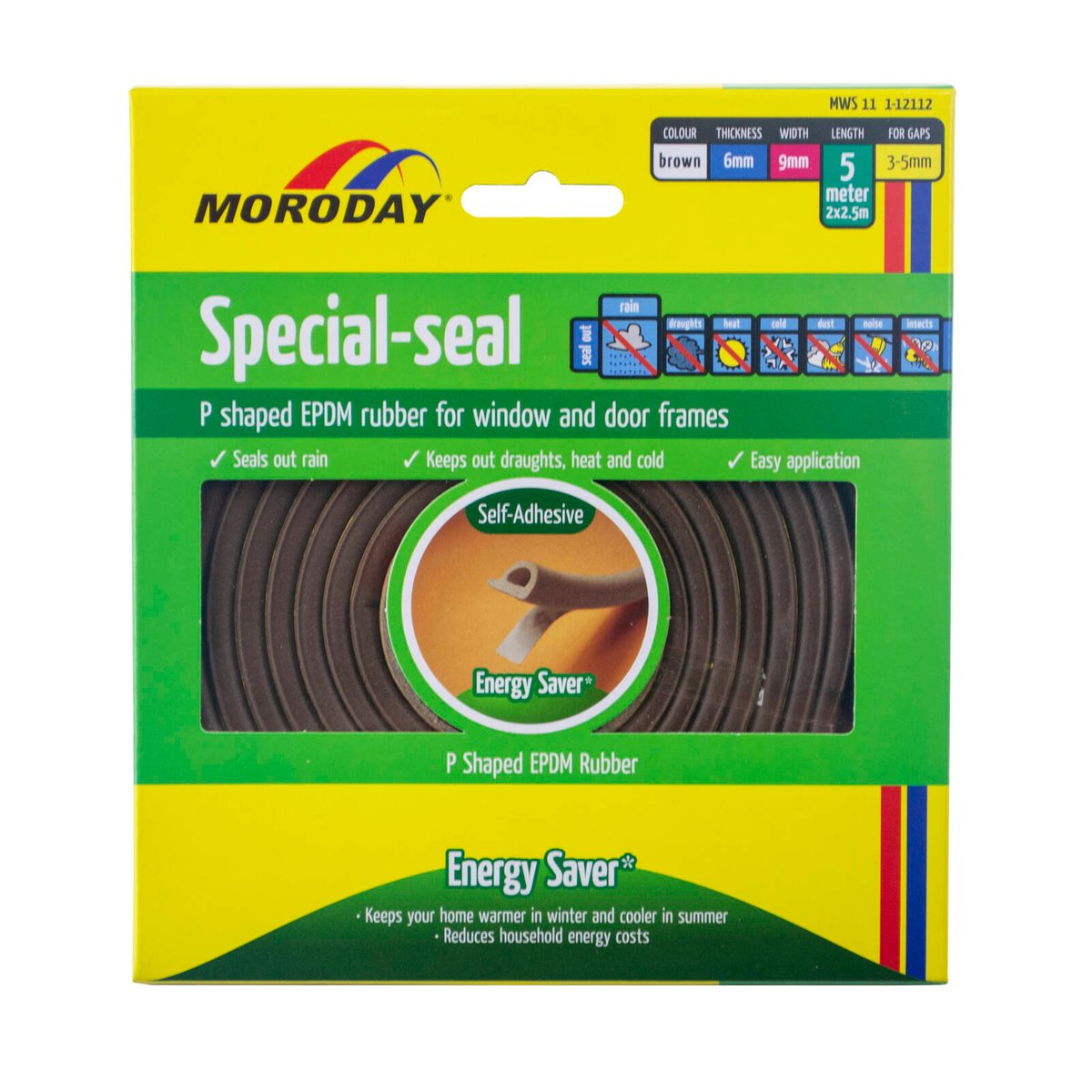Moroday Self-Adhesive Weather Seal - 6 x 9mm - 5m - Brown - Durable EPDM - SuperSaverAU - view 1