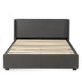 Zinus Maddon queen gas lift storage bed frame - dark grey upholstered, 317kg capacity - AU-FPPST2-12Q