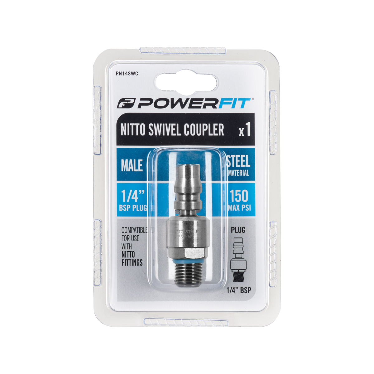 Powerfit Nitto Style Coupler - 1/4" - Steel - Air Tool Fitting - SuperSaverAU - view 2