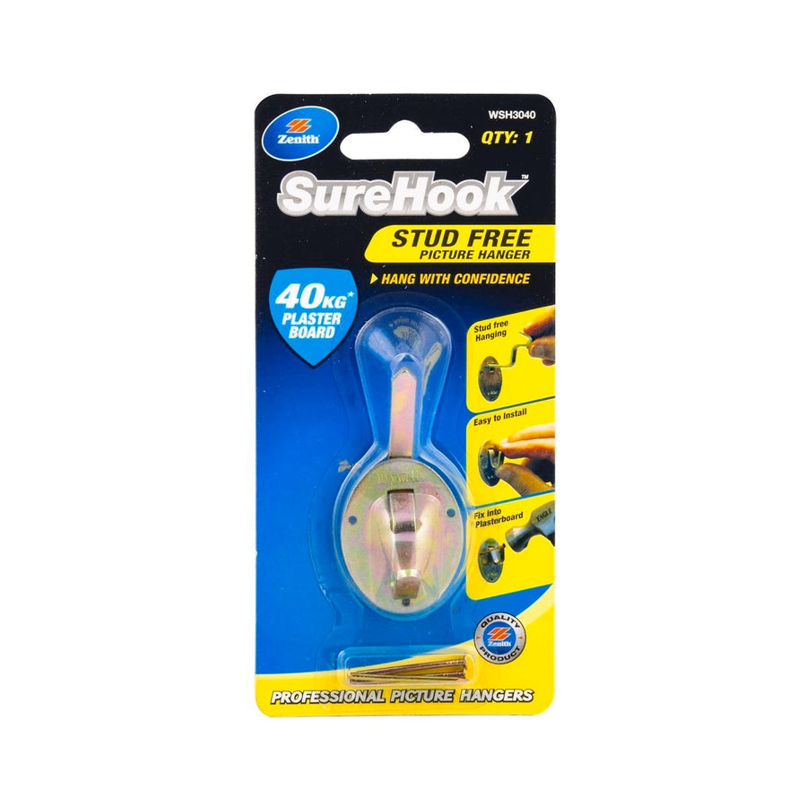 Zenith Stud Free Picture Hanger - 40kg - Zinc Plated - Durable Design - SuperSaverAU - view 1
