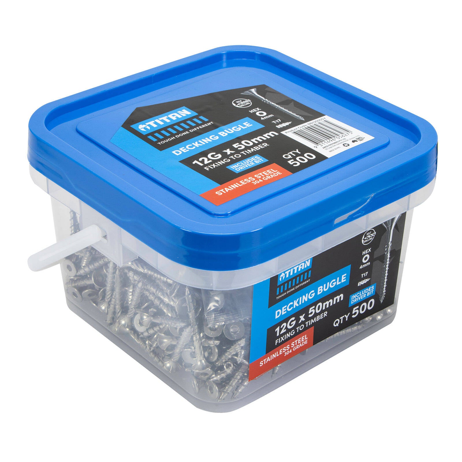 Titan Decking Bugle Screws 12G x 50mm 304 Stainless Steel - Pack of 500