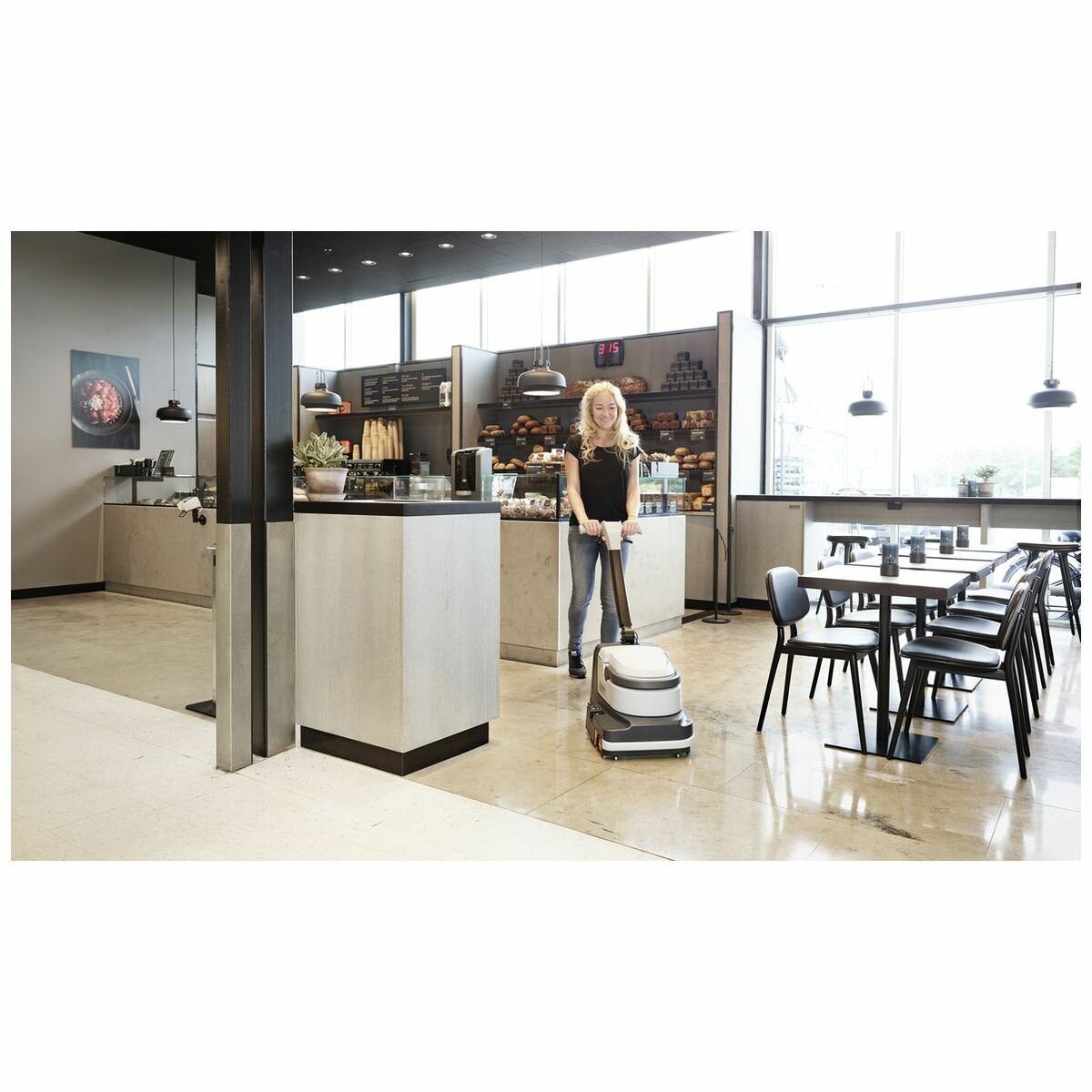 Nilfisk SC250 battery powered floor scrubber dryer - 40 minute runtime, 6L tanks, 34cm brush - 9087380020PA
