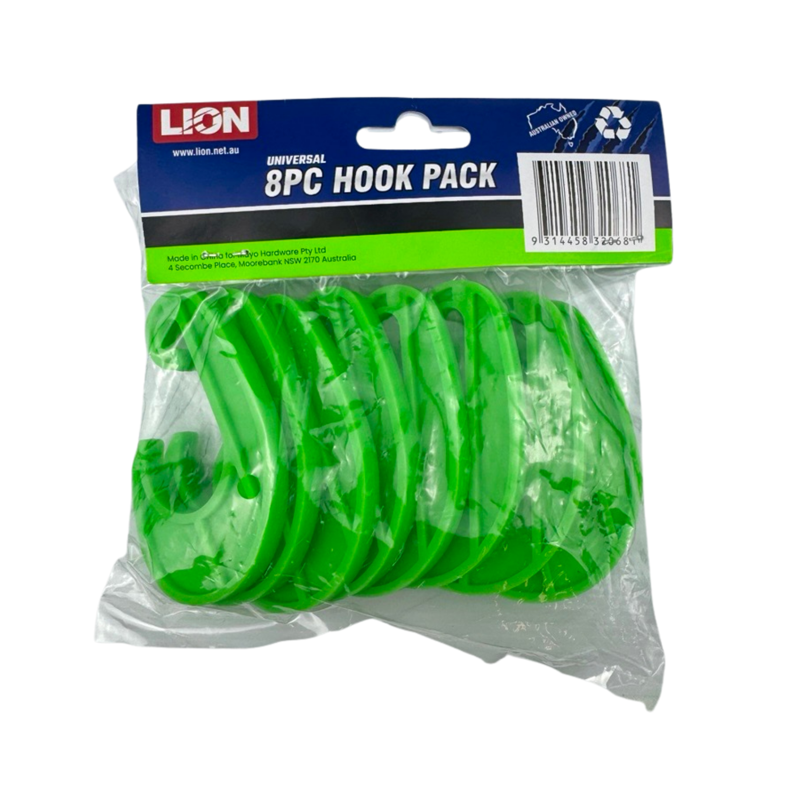 Lion 8mm Universal Cargo Net Bungee Cord Snap-On Hooks, Green, UV Protected, 8 Pack