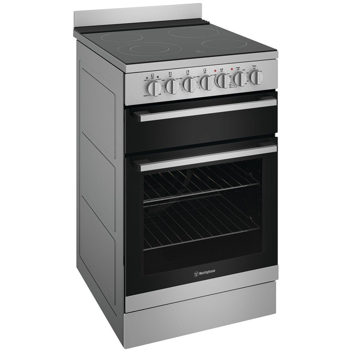 Westinghouse 54cm Electric Freestanding Oven - 80L, Separate Grill, Ceramic Cooktop - WFE542SCB