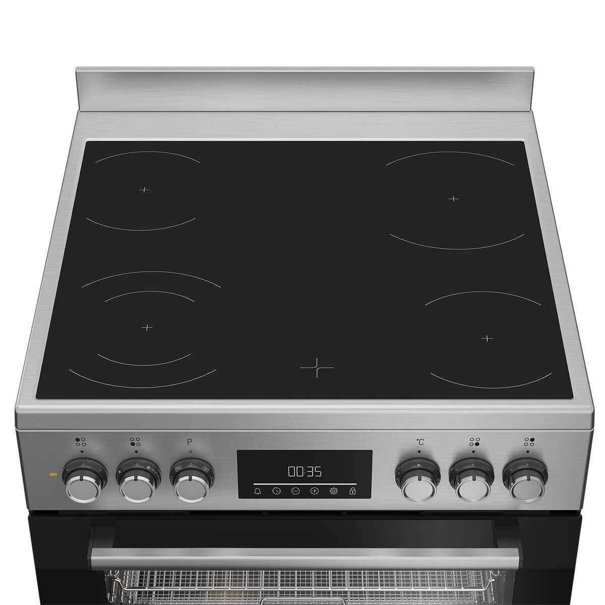 Beko 60cm Electric Freestanding Oven - Stainless Steel, Ceramic Cooktop, AirFry - BFCB60VMX