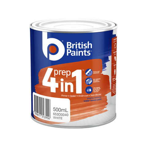 British Paints White 4 in 1 Prep Primer Sealer 500ml Water Based - SuperSaverAU - view 1