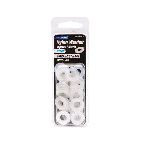 Zenith Nylon Washers 5/16 & M8 40 Pack Lightweight Corrosion Resistant - SuperSaverAU - view 1