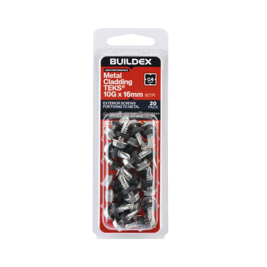 Buildex Teks Screws - 10g x 16mm - Class 4 - 20 Pack - Self-Drilling - SuperSaverAU - view 1