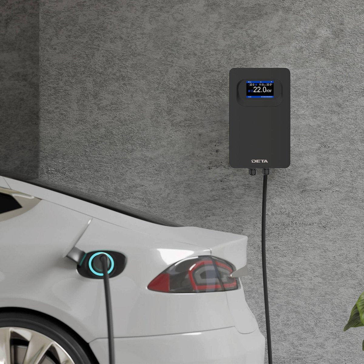 Deta 7kW 22kW Dual Phase Wall Mount EV Charger 5m Cable - Black - SuperSaverAU - view 4