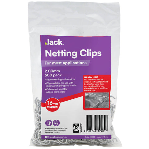 Jack 16mm Galvanised Steel Netting Clips 500 Pack