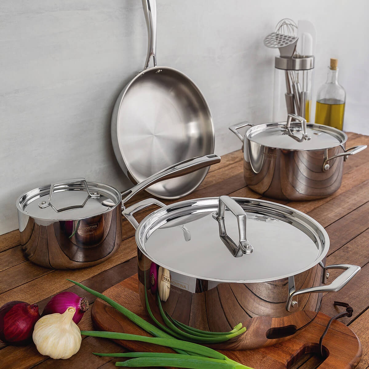 Tramontina Grano 4 Piece Tri-Ply Stainless Steel Cookware Set - TechnoHeat, Induction Compatible - 65140000