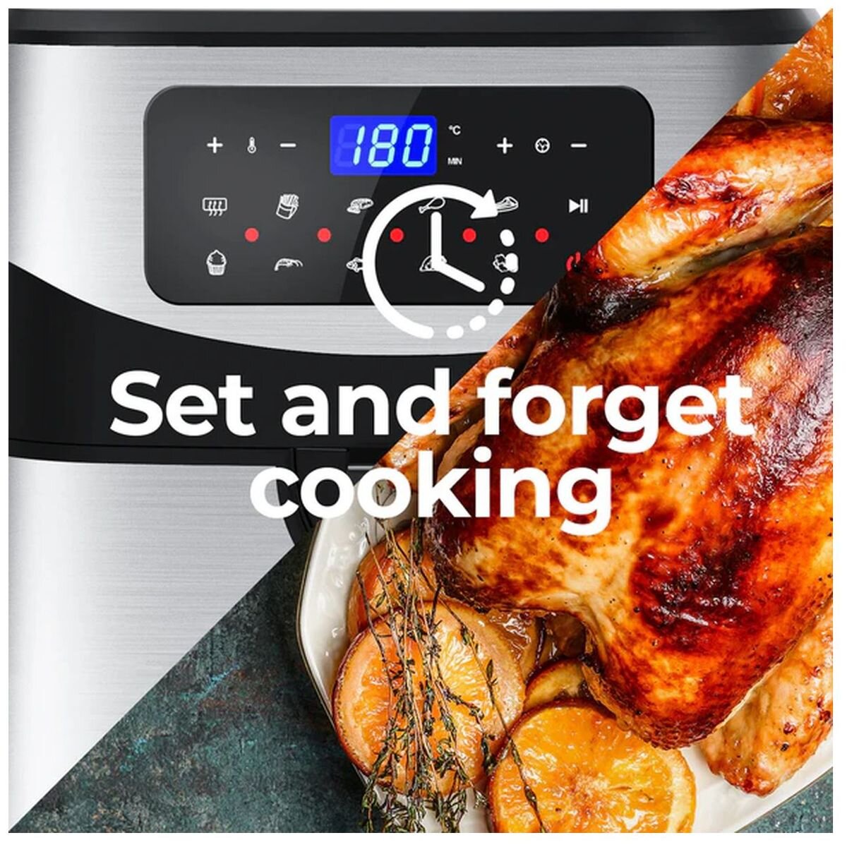 Kitchen Couture Digital Air Fryer 12L - Stainless Steel - One-Touch Controls, Preset Functions - 10001717