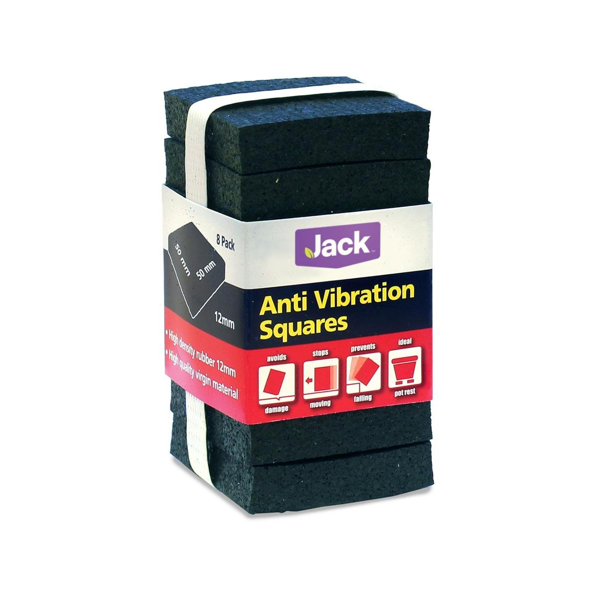 Jack Anti Vibration Squares 50x50mm 12mm Noise Suppressor 8 Pack - SuperSaverAU - view 1