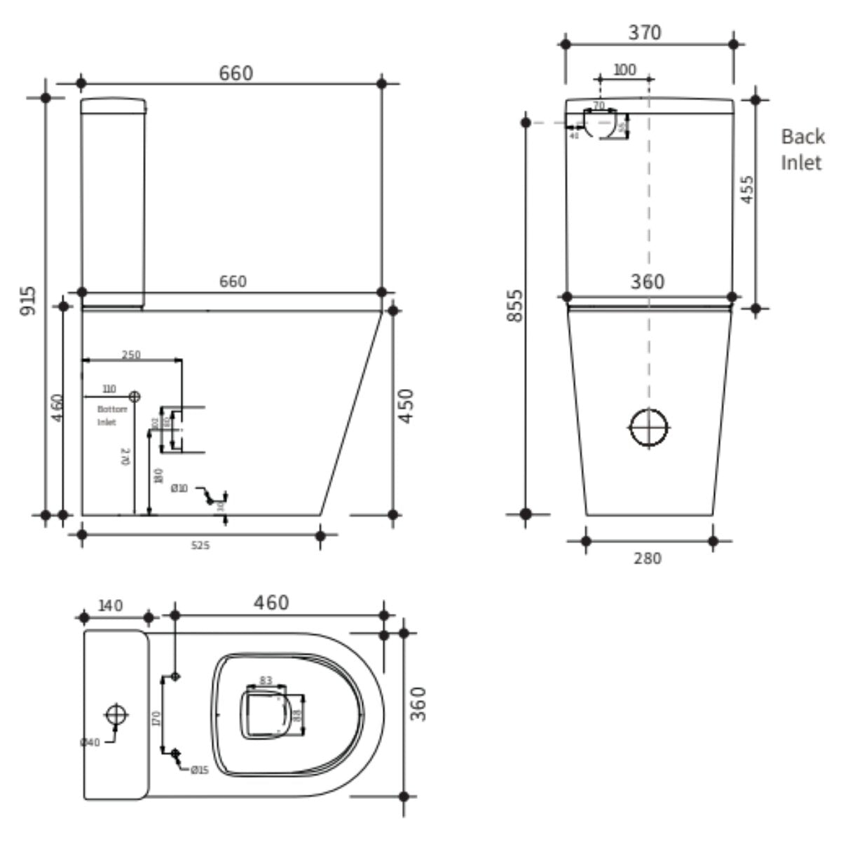 Studio Bagno Manhattan Hi Line Toilet Suite - Taller Pan Height - Spiral Rimless Flush - MHL001