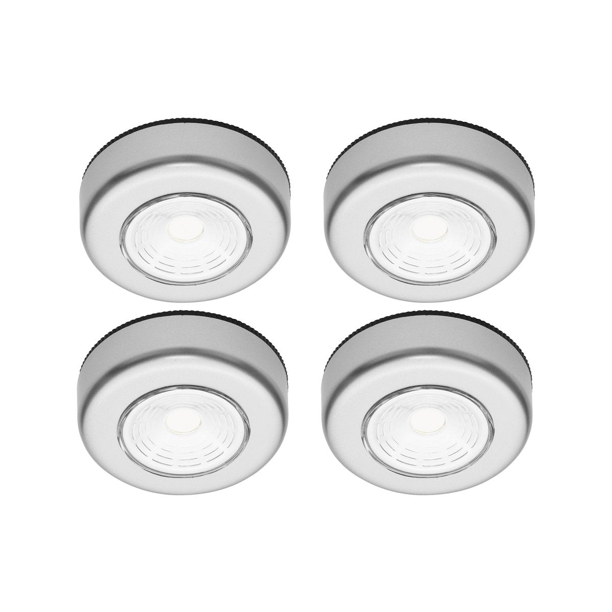 Click Led Puck Lights 4 Pack - Indoor Battery-Operated Lighting - Silver - 168mm x 25mm x 68mm - SuperSaverAU - view 2