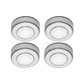 Click Silver LED Puck Lights 4 Pack, Cordless Push-On, Indoor, Self-Adhesive