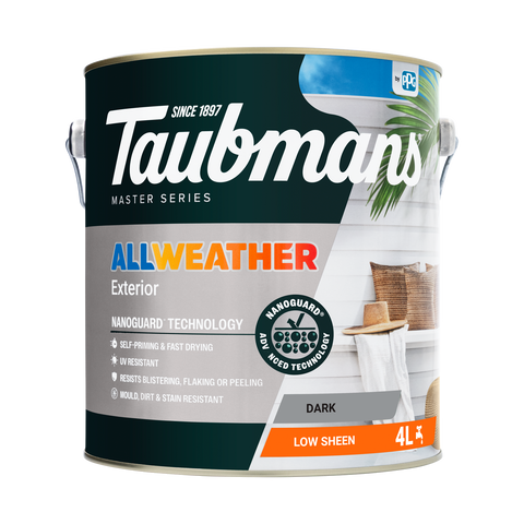 Taubmans 4L Dark Low Sheen All Weather Exterior Paint Water Based UV Resistant