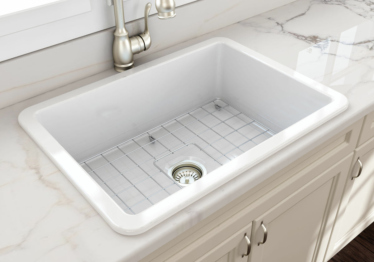Turner Hastings Cuisine 68 Single Bowl Inset and Undermount Sink - Gloss White, Fine Fireclay, 60L - CU68FS