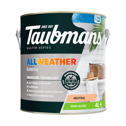 Taubmans 4L Neutral Semi Gloss All Weather Exterior Paint Water Based UV Resistant