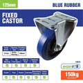 Easyroll Fixed Castor - 125mm - Blue Elastic Rubber - Non-Marking - SuperSaverAU - view 5