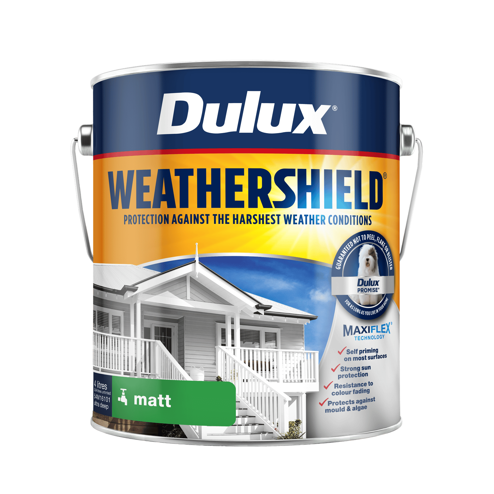 Dulux Weathershield 4L Ultra Deep Matt Exterior Paint UV Resistant Tintable